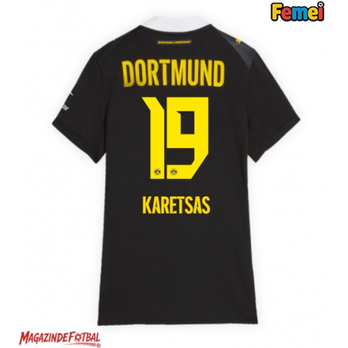 Borussia Dortmund Konstantinos Karetsas #19 Tricou Fotbal Replică 2026-27 Femei Deplasare Borussia Dortmund Konstantinos Karetsas #19 Tricou Fotbal Replică 2026-27 Femei Deplasare